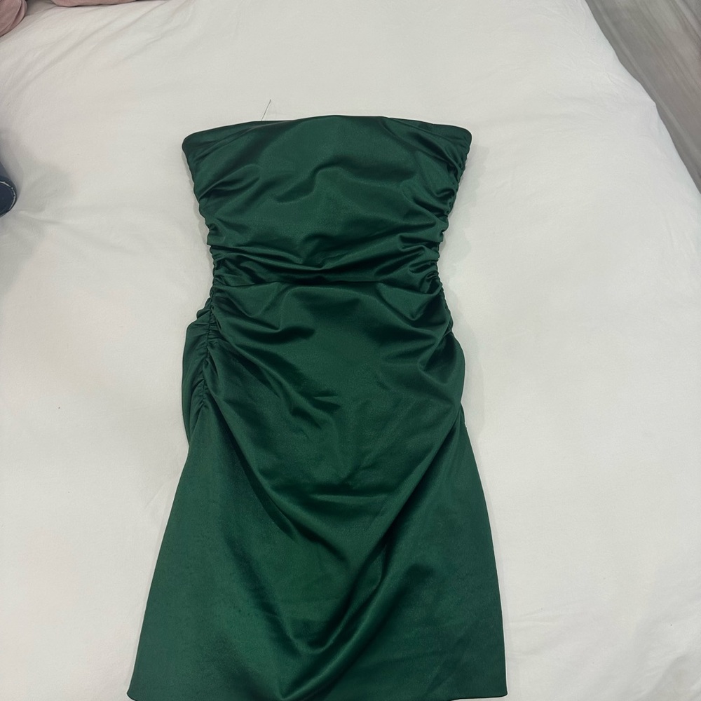 La Femme Strapless Emerald green Dress